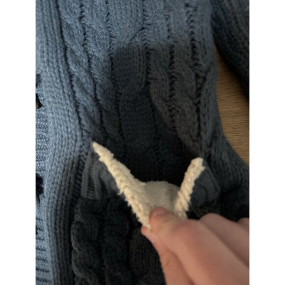 Cabelas Women's Knit Button Cardigan Sweater Jacket Teal Blue Size S Sherpa Hood - Picture 5 of 14